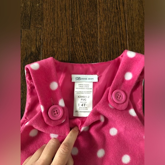 Bonnie Jean Girls 4/4T Pink Fleece Jumper with Polka Dots & Snowman Appliqué - Picture 5 of 9